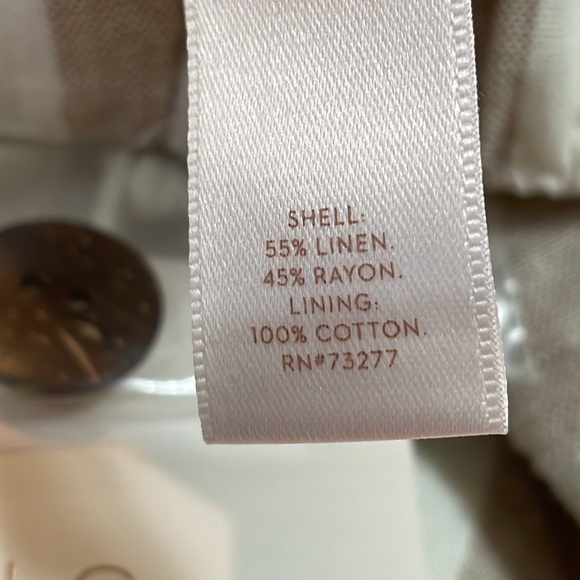 Lauren Conrad Tan White Stripe Size XL NWT Linen Blend Fully Lined Wide Leg - Picture 11 of 13